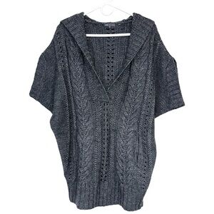 Vince Gray Merino Wool Alpaca And Acrylic Hooded V-neck Pullover Sweater Medium